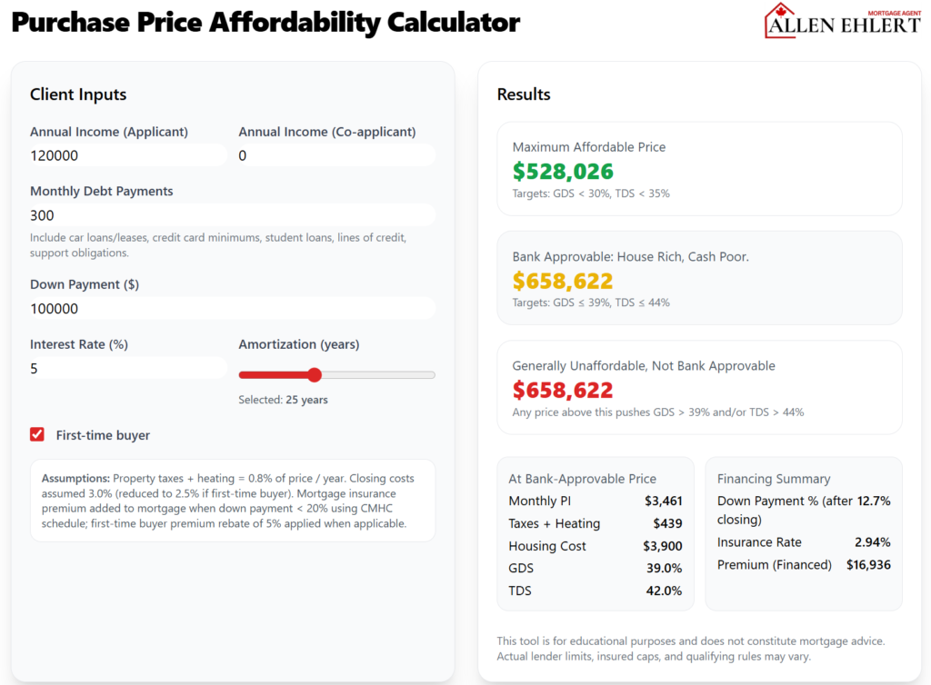 Purchase PriceAffordabilityCalculator screenshot